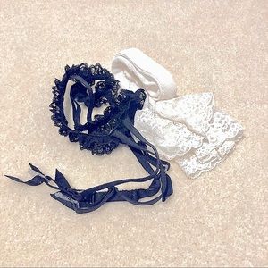 XXS Black lace garter belt free fishnet stockings inc.